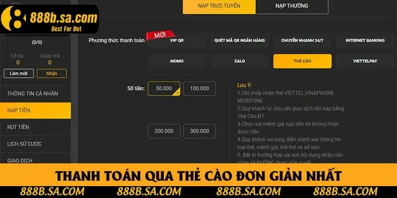 Thanh toán qua thẻ cào đơn giản nhất Thanh toán qua thẻ cào đơn giản nhất