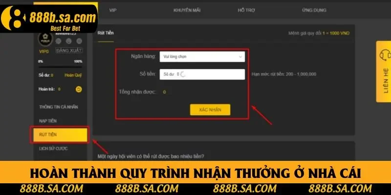 Hoàn thành quy trình nhận thưởng ở nhà cái Hoàn thành quy trình nhận thưởng ở nhà cái